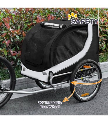Pet Bicycle Trailer Dog Cat Bike Carrier Water Resistant Travel Steel Black