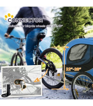 Dog Bike Trailer Pet Cat Carrier for Small Medium Puppy Travel Black and Blue