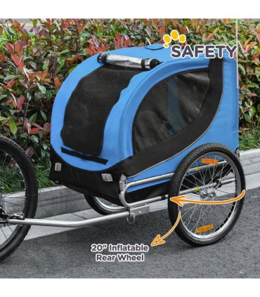 Dog Bike Trailer Pet Cat Carrier for Small Medium Puppy Travel Black and Blue