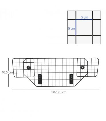Dog Guard for Car Boot Adjustable Mesh Barrier Pet Headrest, 90-120W x 40.5H cm