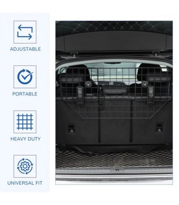 Dog Guard for Car Boot Adjustable Mesh Barrier Pet Headrest, 90-120W x 40.5H cm