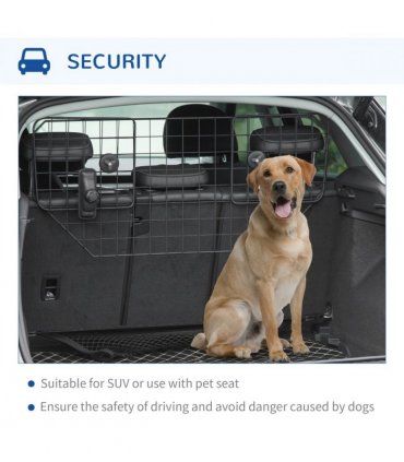 Dog Guard for Car Boot Adjustable Mesh Barrier Pet Headrest, 90-120W x 40.5H cm
