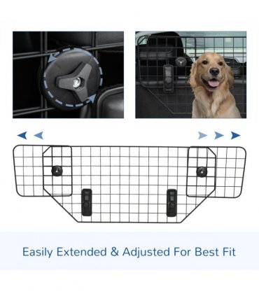 Dog Guard for Car Boot Adjustable Mesh Barrier Pet Headrest, 90-120W x 40.5H cm
