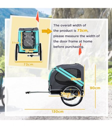 Pet Bicycle Trailer Dog Cat Bike Carrier Water Resistant W/ Hitch Coupler Green