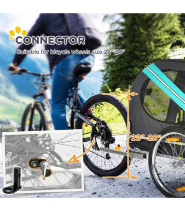 Pet Bicycle Trailer Dog Cat Bike Carrier Water Resistant W/ Hitch Coupler Green