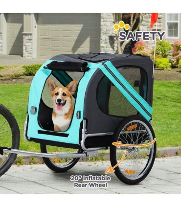Pet Bicycle Trailer Dog Cat Bike Carrier Water Resistant W/ Hitch Coupler Green
