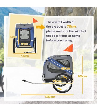 Pet Bicycle Trailer Dog Cat Bike Carrier Water Resistant W/ Hitch Coupler Blue