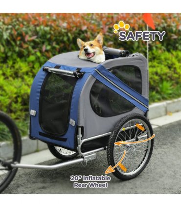 Pet Bicycle Trailer Dog Cat Bike Carrier Water Resistant W/ Hitch Coupler Blue