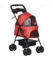 Pet Stroller No-Zip Foldable Travel Carriage with Brake Basket Adjustable Canopy
