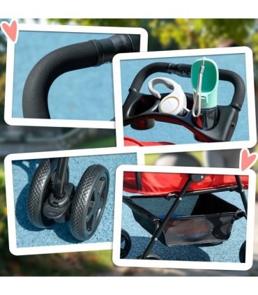 Pet Stroller No-Zip Foldable Travel Carriage with Brake Basket Adjustable Canopy
