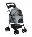 Pet Stroller No-Zip Foldable Travel Carriage with Brake Basket Adjustable Canopy