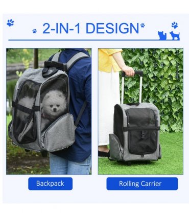 Pet Travel Backpack Bag Grey 42L x 25W x 55H cm 600D Oxford Cloth PVC Coating