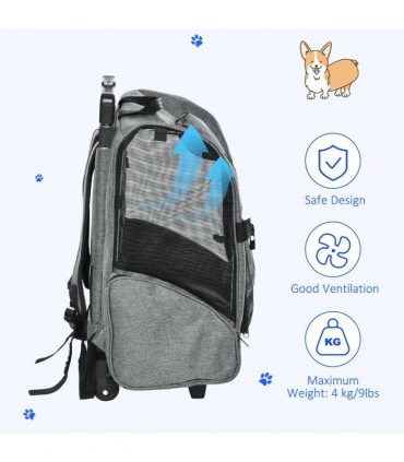 Pet Travel Backpack Bag Grey 42L x 25W x 55H cm 600D Oxford Cloth PVC Coating
