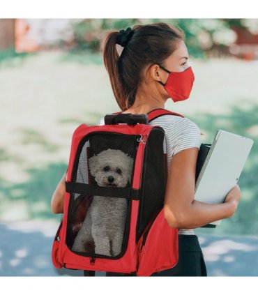 Pet Travel Backpack Bag Cat Puppy Dog Carrier w/ Trolley and Telescopic Handle
