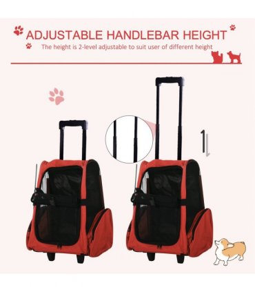 Pet Travel Backpack Bag Cat Puppy Dog Carrier w/ Trolley and Telescopic Handle