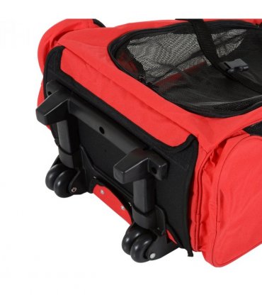 Pet Travel Backpack Bag Cat Puppy Dog Carrier w/ Trolley and Telescopic Handle