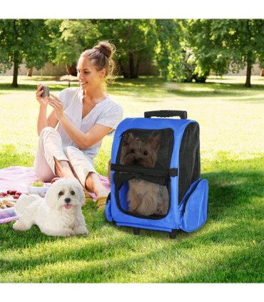 Pet Travel Backpack Bag Blue 42L x 25W x 55H cm 600D Oxford Cloth