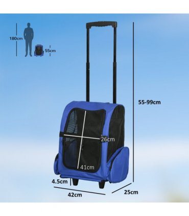Pet Travel Backpack Bag Blue 42L x 25W x 55H cm 600D Oxford Cloth
