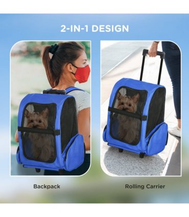 Pet Travel Backpack Bag Blue 42L x 25W x 55H cm 600D Oxford Cloth