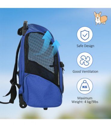 Pet Travel Backpack Bag Blue 42L x 25W x 55H cm 600D Oxford Cloth