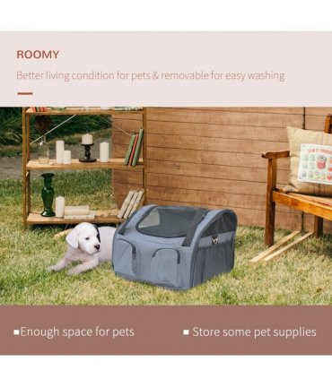 Pets Carrier Folding Bag - Grey Mesh Cat Dog Puppy Travel Cage 41L x 34W x 30H