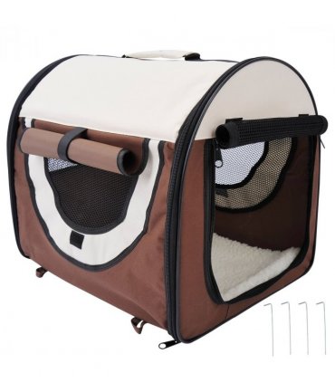 Folding Fabric Soft Pet Crate Dog Cat Travel Carrier Cage Kennel House Brown