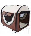 Folding Fabric Soft Pet Crate Dog Cat Travel Carrier Cage Kennel House Brown