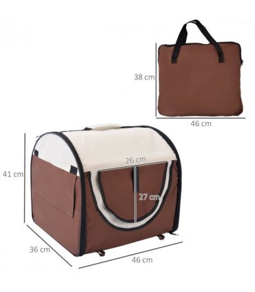 Folding Fabric Soft Pet Crate Dog Cat Travel Carrier Cage Kennel House Brown