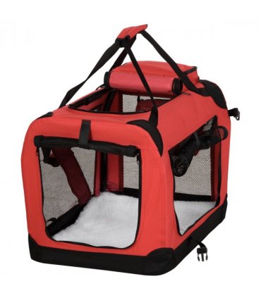 Pet Carrier Bag Folding Red 60x42x42 cm Reinforced Oxford Washable Fleece Bed