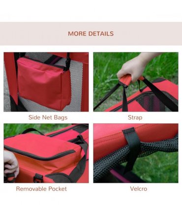 Pet Carrier Bag Folding Red 60x42x42 cm Reinforced Oxford Washable Fleece Bed