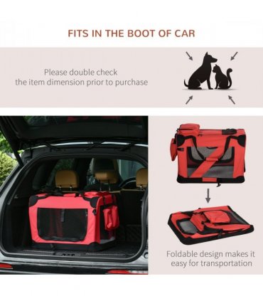 Pet Carrier Bag Folding Red 60x42x42 cm Reinforced Oxford Washable Fleece Bed