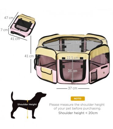 Fabric Pet Dog Cat Puppy Playpen Rabbit Guinea Pig Play Pen in Pink Small