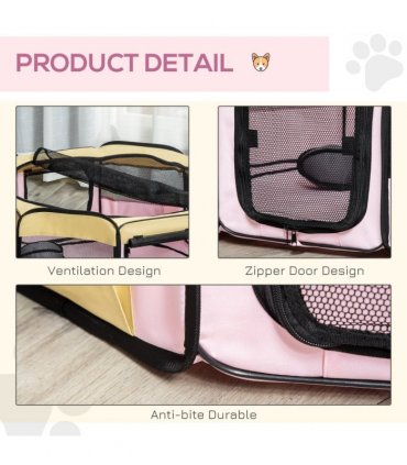 Fabric Pet Dog Cat Puppy Playpen Rabbit Guinea Pig Play Pen in Pink Small