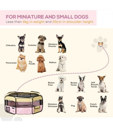Fabric Pet Dog Cat Puppy Playpen Rabbit Guinea Pig Play Pen in Pink Small