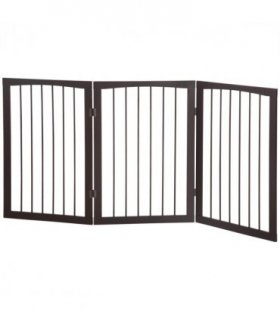 Folding Pet Gate Dog Fence Child Safety Indoor Durable Free Standing Pine Wood