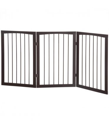 Folding Pet Gate Dog Fence Child Safety Indoor Durable Free Standing Pine Wood