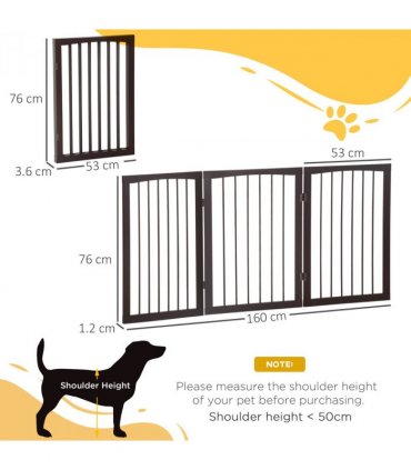 Folding Pet Gate Dog Fence Child Safety Indoor Durable Free Standing Pine Wood