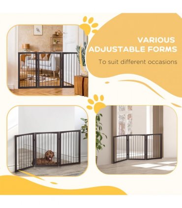 Folding Pet Gate Dog Fence Child Safety Indoor Durable Free Standing Pine Wood