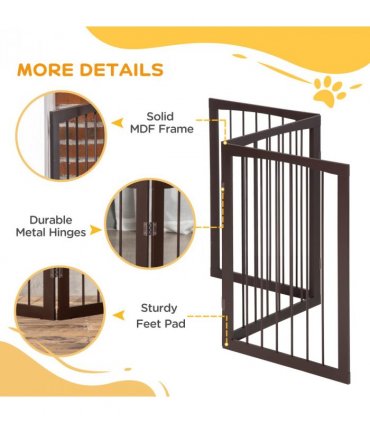 Folding Pet Gate Dog Fence Child Safety Indoor Durable Free Standing Pine Wood