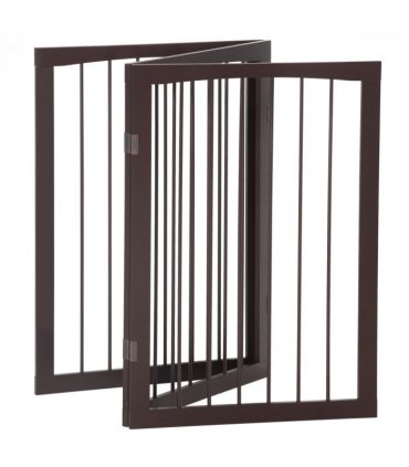 Folding Pet Gate Dog Fence Child Safety Indoor Durable Free Standing Pine Wood