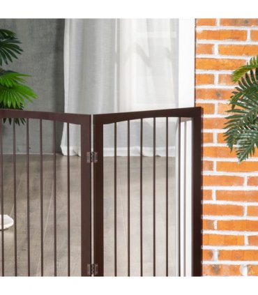 Folding Pet Gate Dog Fence Child Safety Indoor Durable Free Standing Pine Wood