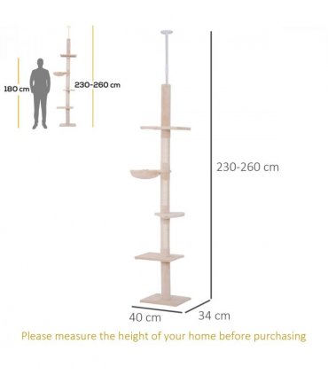 Cat Tree Scratching Post Kitty Tower Activity Center 5-Tier Floor to Ceiling