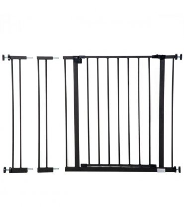 Pressure Fit Dog Gate Pet Barrier for stairs doorway, 76-107cm Width Black