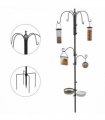 Bird Feeding Station Kit Wild Bird Feeder Pole w/ 6 Hooks 4 Hanging Feeders
