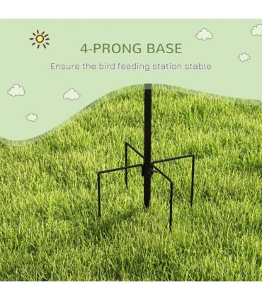 Bird Feeding Station Kit Wild Bird Feeder Pole w/ 6 Hooks 4 Hanging Feeders