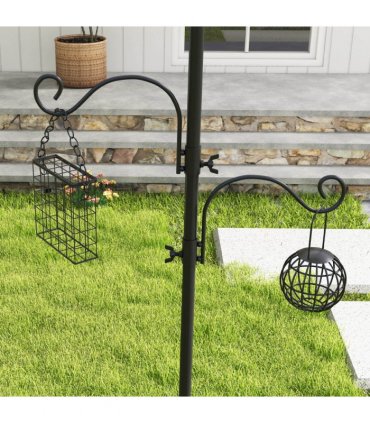 Bird Feeding Station Kit Wild Bird Feeder Pole w/ 6 Hooks 4 Hanging Feeders