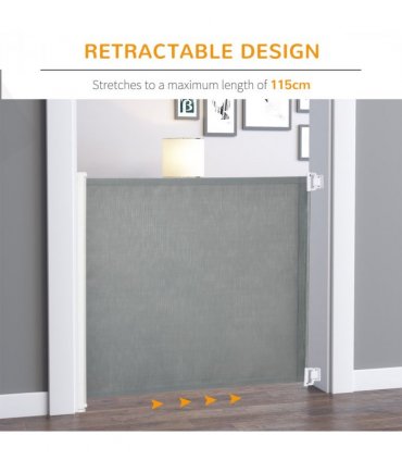Retractable Safety Gate Folding Pet Barrier, for Doorways, Staircases, Hallways