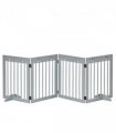 Freestanding Pet Gate 4 Panel Folding Wooden Dog Barrier  w/ Support Feet