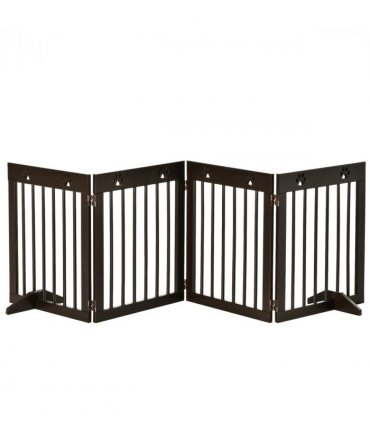Freestanding Pet Gate 4 Panel Folding Wooden Dog Barrier  w/ Support Feet