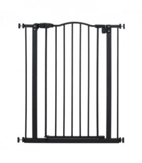 74-80cm Adjustable Metal Pet Gate Safety Barrier w/ Auto-Close Door Black